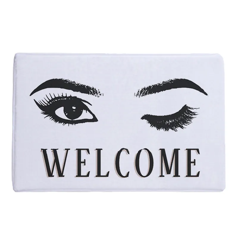 Hot Eyelashes Letter Print Coral Fleece Custom Mat