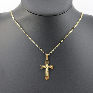 Colgante de Cruz de Jesús de doble capa, joyería cristiana de moda de acero inoxidable, crucifijo chapado en oro, collar con colgante para mujer para regalo - Product Image 6