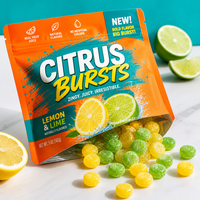 Sachet Doypack Personnalisé Mat Imprimé pour Bonbons Citronnés, Refermable, Qualité Premium, pour Bonbons Durs Citron et Lime, Emballage Refermable SUP