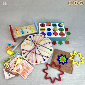 Set Regalo Educativo Montessori 5 in 1: Scatola di Classificazione delle Forme, Giocattolo in Legno con Corda, <span class=keywords><strong>Puzzle</strong></span> Geometrico per Bambini 2-3 Anni - Product Image 5