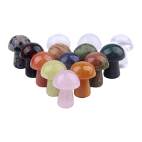Mignons sculptures de champignons en pierre naturelle éco-responsable (Aventurine, Quartz Rose) pour la décoration intérieure