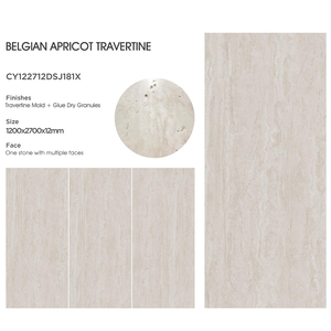 Travertino belga color albaricoque, piedra sinterizada, losa pulida y esmaltada, tablero de mesa de mármol brillante, impermeable, 1200x2700 mm, baldosa de brillo suave - Product Image 5