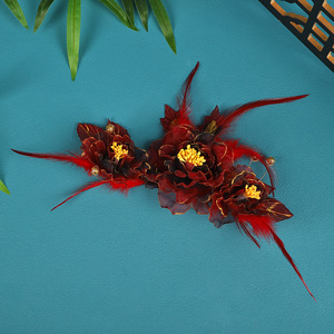 Nuevo diseño original, hecho a mano, estilo antiguo, tocado Hanfu rojo oscuro, pinza para el pelo, accesorio de maquillaje, adorno para el cabello con estampado en caliente - Product Image 2