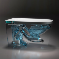 Toilette intelligente en céramique Grey Edge, nettoyage automatique, toilette intelligente japonaise haut de gamme avec télécommande, cuvette de toilette intelligente