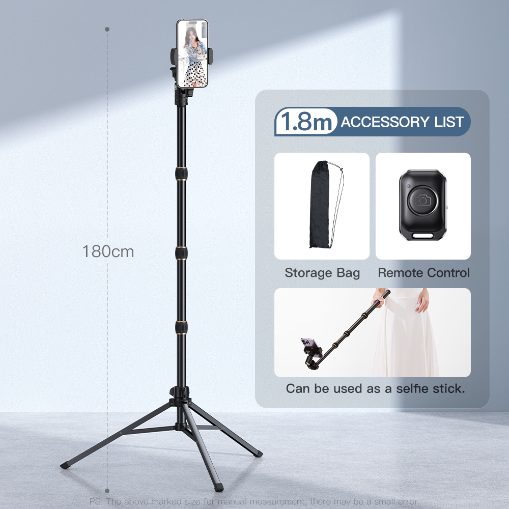 Kit photo noir de 1,8 mètre (ensemble de 2 pièces)