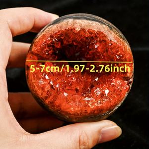 Esfera de Geoda de Cristal de Cuarzo Naranja en Forma de Sonrisa Abierta, Decoración del Hogar Distintiva y Exclusiva para Expertos en Diseño de Interiores - Product Image 3