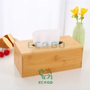 Boîte à mouchoirs en bambou en bois 100% Nature porte-serviettes avec logo personnalisé pour comptoir de table à manger vente en gros - Product Image 1