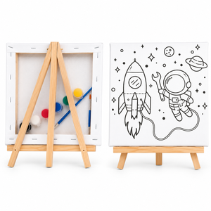 Toile tendue en bois écologique 20x20cm, style dessin animé pré-dessiné, pour peinture à l'huile DIY, idéale pour portraits d'adultes - Prix de gros abordable - Product Image 3