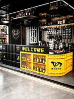 Comptoir de réception commercial en métal de style industriel pour restaurants de barbecue, salles de sport, cafés, magasins de vêtements, usage en petit coin