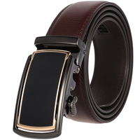 Ceinture en cuir véritable pour hommes LY88951-1 avec boucle automatique à tirage inversé en alliage, personnalisable avec logo OEM
