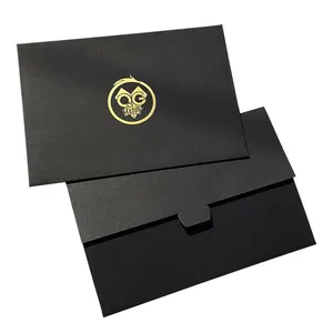 금박 작은 봉투 맞춤형 결혼 선물 초대장 인쇄 검은 판지 금박 호일 로고 왁스 인감 봉투