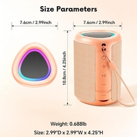 Haut-parleur compact BT 5.3 portable, étanche IPX5, stéréo TWS, son HD 15W, lumière LED pour le camping en plein air, la plage, la piscine, cadeau
