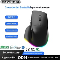 G30 untuk Mouse Sensor Optik Dual-mode Pengisian Daya Nirkabel Kantor Senyap Lampu RGB Ergonomis 6 Tombol Dapat Disesuaikan