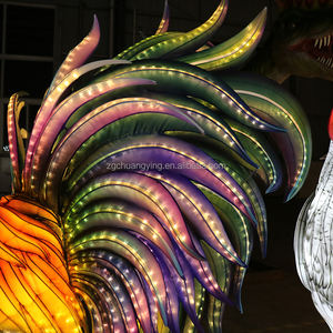 사용자 정의 야외 방수 공예 철 와이어 램프 동물원 정원 장식 수탉 패브릭 랜턴 조명 - Product Image 4