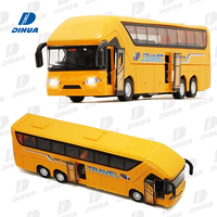 Autobús de Dos Pisos de Aleación a Escala 1:50 con Luces y Música, Modelo para Niños, Vehículo de Autobús con Motor de Retroceso, Juguete Educativo de Coche de Viaje de Larga Distancia