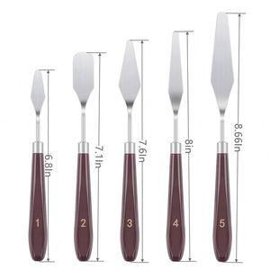 Ensemble de 5 couteaux à peindre en acier inoxydable, spatules fines et flexibles avec manche en plastique pour la peinture à l'huile - Product Image 2