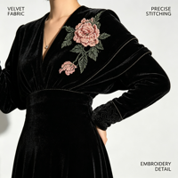 Robe noire à col en V et manches chauve-souris de style européen et américain pour femmes : une robe longue décontractée et ample en velours