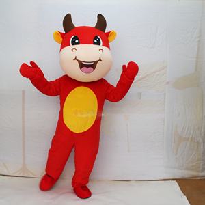 Costume de mascotte de vache <span class=keywords><strong>Red</strong></span> <span class=keywords><strong>Bull</strong></span> Animal en peluche drôle sur mesure déguisement adulte déguisement publicité Promotion fête Costume de mascotte à vendre - Product Image 6
