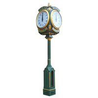 Reloj Postal de Calle Park de 3 Metros con Cuatro Caras, Diseño Art Deco, Iluminado en Verde, Funcionamiento Eléctrico, Compas CPS-J3000