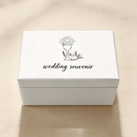 Boîte de rangement rectangulaire en bois de pin naturel pour artisanat, avec logo imprimé, peinte en blanc, boîte à souvenirs en bois pour mariage