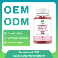 Fruitige Cranberry Gummies met vier ingrediënten, rijk aan collageen, glutathion en probiotica. Dagelijks voedingssupplement voor vrouwen.