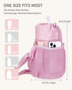 Water <b>Bottle</b> Holder with Strap Stanley Cup 40/30 oz Tumbler Insulated Water <b>Bottle</b> <b>Carrier</b> Bag with Back Safety Pocket Crossbody - Product Image 3