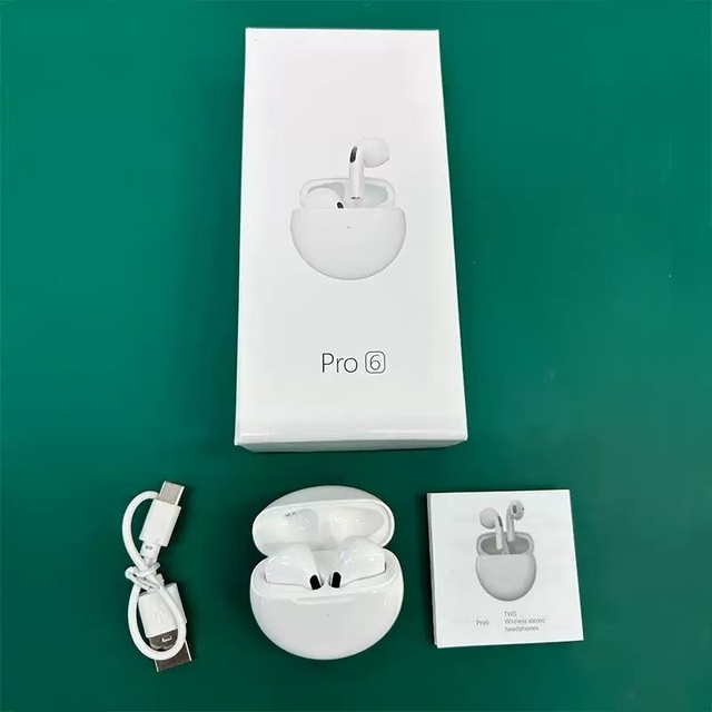 2026 Pro6 TWS Wireless Earbuds High Bass In-Ear Headphones with LED Battery Indicator and Digital Display Blue Tooth
