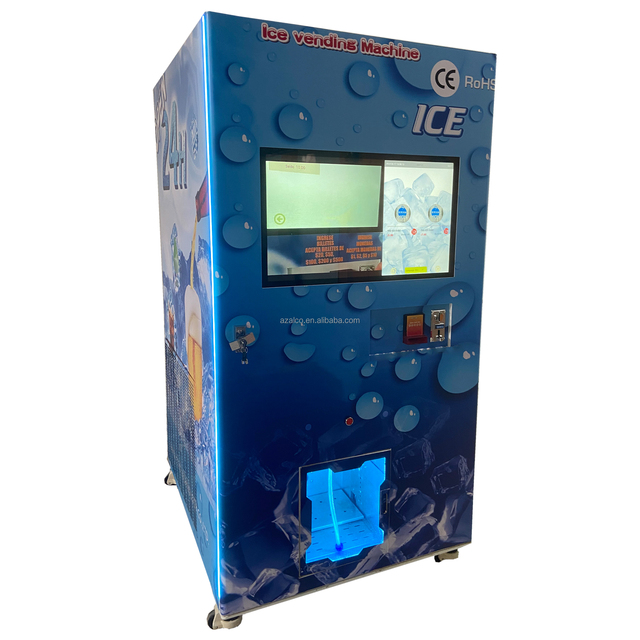 Ice Cube Vending Machine with Coin and Bill Acceptor Bank Card Reader Sell 2.5, 10, 5kg Package Ice Cube in Bag 150kg /450kg/24H