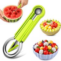 4-in-1 Plastic Fruitballenlepel Set met Roestvrijstalen Lemmetjes, Meloen Snijmes, Handmatig DIY Fruit Salade Schaal Decoratie