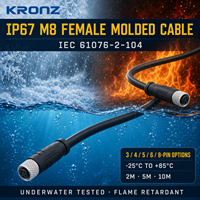 Câble de capteur KRONZ M8, droit, 3 broches, femelle, code A, étanche IP67, connecteur circulaire aéronautique