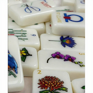 Fournisseur d'usine – Nouveau jeu de mahjong américain moderne et portable en acrylique massif, avec broderie personnalisée motif scarabée floral et joker - Product Image 3