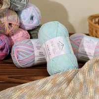 Nouveau fil à tricoter en coton mélangé à 4 brins OE à extrémité ouverte, anti-boulochage, teinture dégradée, pour le tricot à la main, le crochet, les fleurs, les poupées, l'utilisation pour bébé
