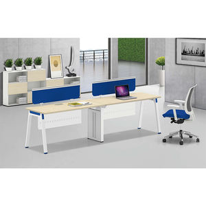 Meubles de bureau modulaires en bois modernes, poste de travail en cubicle pour centre d'appels 4 personnes, table de travail à domicile, cloison, bureau informatique - Product Image 5