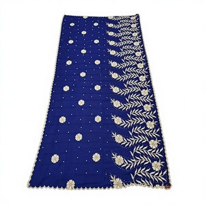 Wholesale Women <b>Chiffon</b> Shawl Floral Vine Rhinestone Embroidered Lace Trim Lightweight Breathable Soft Wrap <b>Scarf</b> OEM ODM Custom - Product Image 2