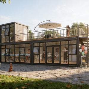 Lujosa cafetería modular tipo villa con balcón, casa prefabricada, casa contenedor. - Product Image 5