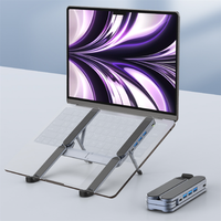 Support d'ordinateur portable pliable et portable en aluminium et ABS+silicone pour bureau – Accessoire de bureau rafraîchissant