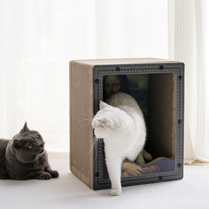 Hot Bán Mona Lisa Mèo Lớn Cây & Scratcher Mèo Sang Trọng Giường Với Hình Ảnh Biểu Tượng Mèo Gãi Nhà - Product Image 6