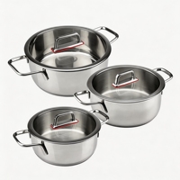 Ensemble de casseroles en acier inoxydable écologique avec couvercles en verre, base chauffante, compatible lave-vaisselle, compatible induction et gaz, style américain