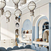 Ensemble complet de chambre d'enfant sur mesure, style crème, design incurvé, pack complet pour garçons, lit simple rembourré, multifonctionnel