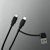Kabel USB Type-C PD60W 2 in 1 Berkualitas Tinggi Konduktor Tembaga Murni Jaket TPE Pengisian Cepat untuk Ponsel Komputer Power Bank