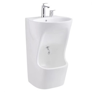 Lavabo de Cerámica Integrado de una Pieza, Estilo Moderno Minimalista Musulmán, para Lavado de Manos/Pies, Lavabo Independiente para Baño - Product Image 5