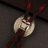 Cravate Bolo Western Cowboy, style Bohème Ethnique, avec imitation pierre turquoise et cordon à carreaux, unisexe, accessoire de costume de cowboy rétro