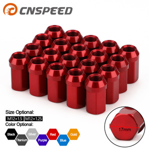 CNSPEED น็อตล้อ M12x1.5 M12x1.25 อลูมิเนียมอัลลอยด์สีแดง 17 มม. หกเหลี่ยมสำหรับอัพเกรดล้อรถ - Product Image 1