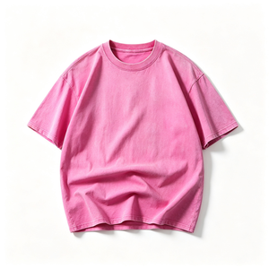 เสื้อยืดคอกลมผ้าฝ้ายฟอกสีทรงโอเวอร์ไซส์สำหรับผู้ชาย สีตามสั่ง ทรงบอยเฟรนด์ ไหล่ตก แขนสั้น - Product Image 2