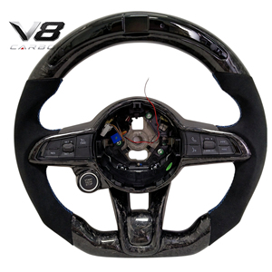 Volante de Fibra de Carbono Real Personalizado Estilo Deportivo de Carreras para Interiores de Auto V8carbon para <span class=keywords><strong>Giulia</strong></span> Stelvio Tonale 20+ - Product Image 3