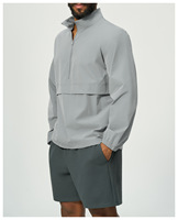 Veste décontractée légère pour homme, demi-zip, respirante, imperméable, unie, col montant, personnalisable avec logo, en nylon souple