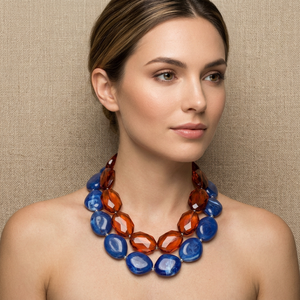 Handmade <b>Resin</b> <b>Craft</b> Beaded Necklace Multicolor Irregular Shape Statement Jewelry Fashion Accessory - Product Image 1