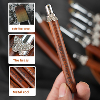 Lot de 12 pinceaux à ongles détachables en bois de santal, marque privée, vente en gros, poils en nylon haute élasticité, pour gel et peinture
