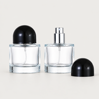 Flacon de parfum vide en verre cylindrique court et épais de 50 ml, style Bofanghong, avec pulvérisateur à pompe rechargeable et capuchon dôme noir, cosmétique de luxe