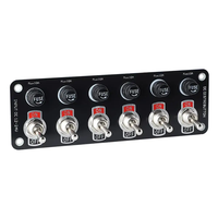 Kit de panel de interruptor de palanca a prueba de agua 6 en 1 DC 12V Multi-Switch 10A Fusible y lámpara azul On-Off SPST Panel de interruptores basculantes